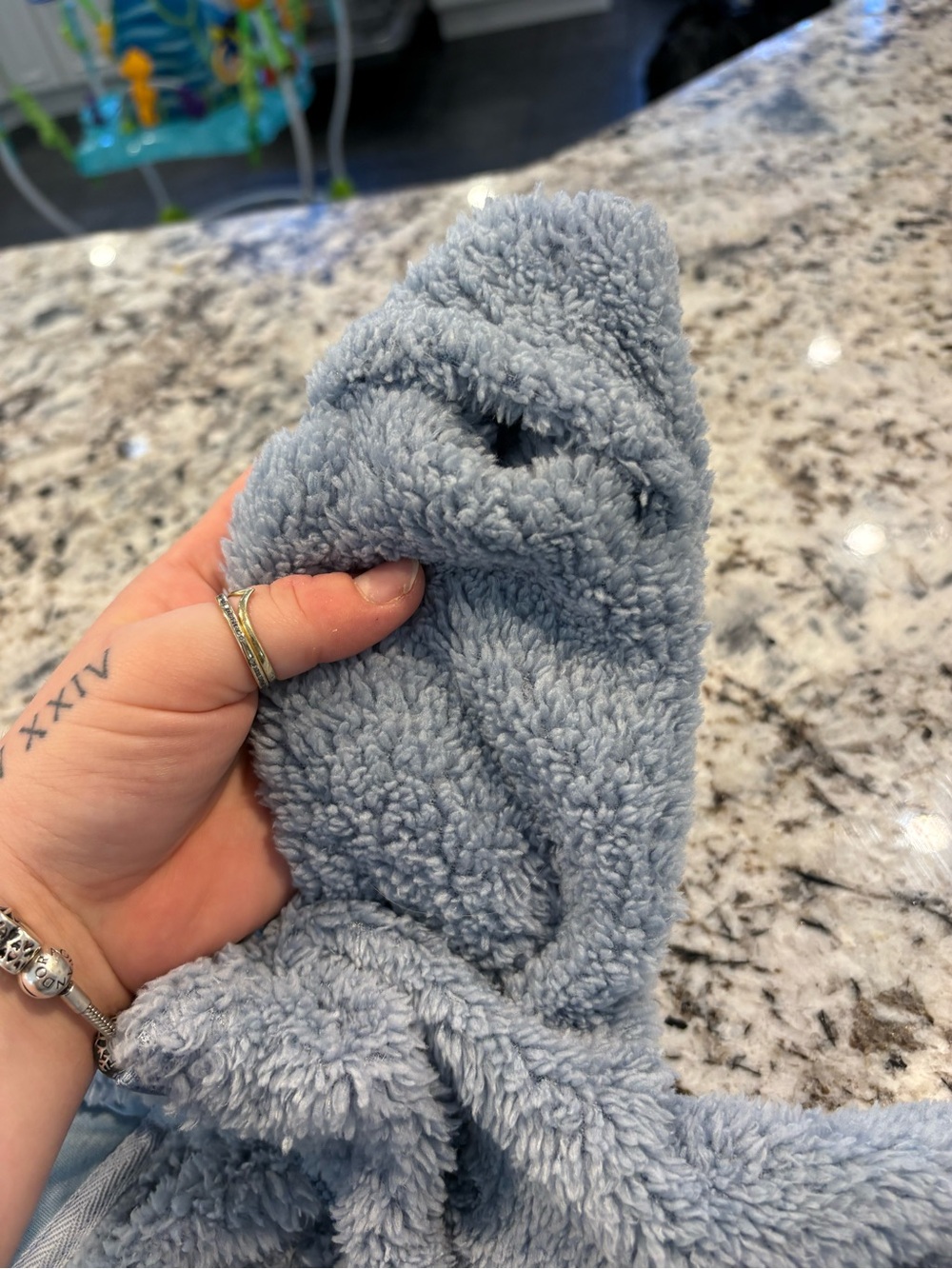 Cozy Plush Hooded Baby outfit in Light Blue - Picture 3 of 5